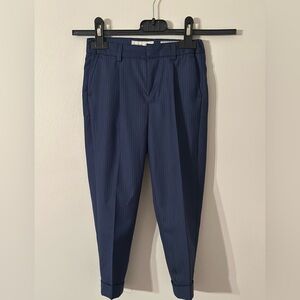 Zara Boys Pinstripe Navy Dress Extrafine Wool Tailored Slim Pants 5 Years